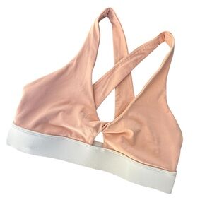 Fabletics Peach and White Women's twist Bralette, Size M